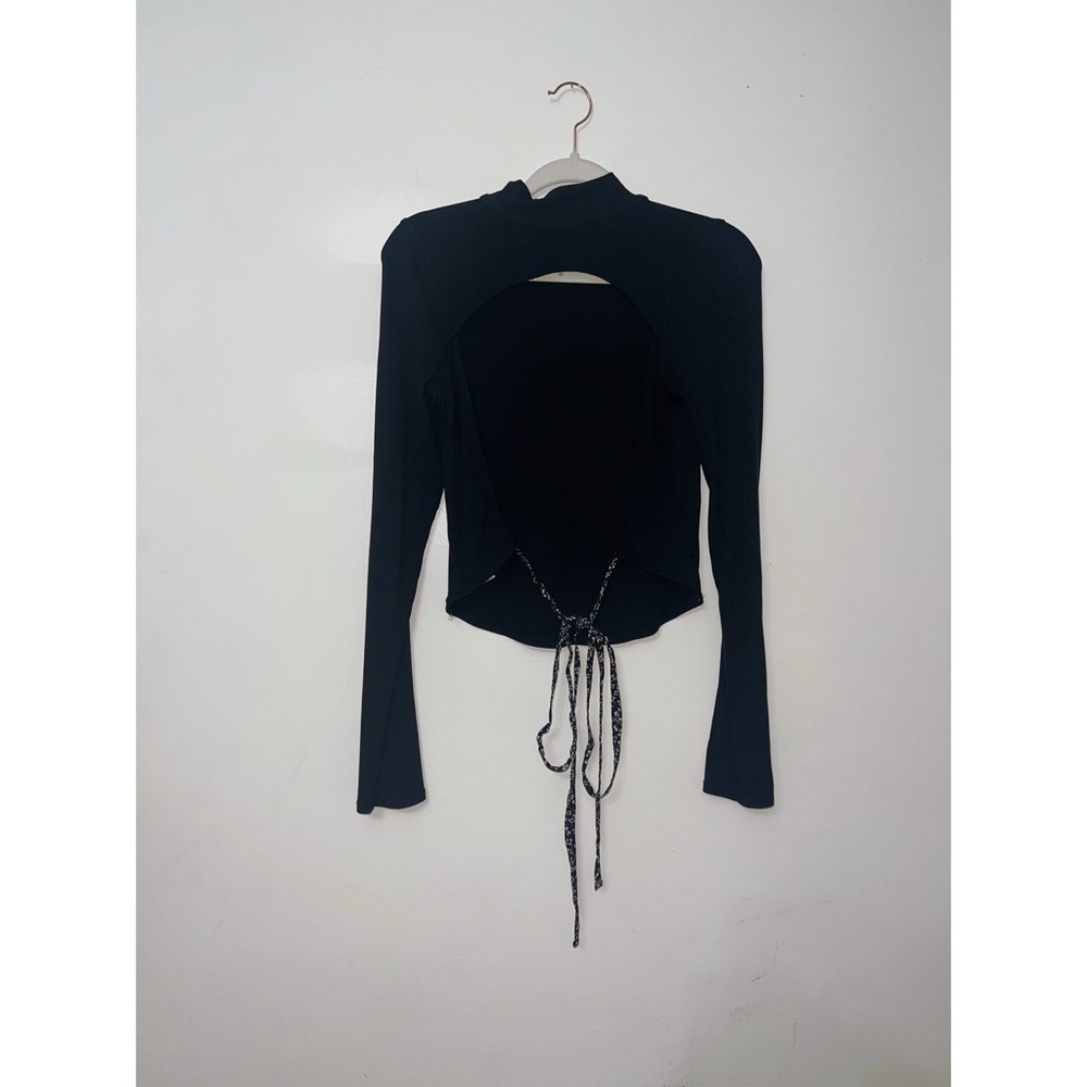 Free People Open Back Mock Turtle Neck Crop